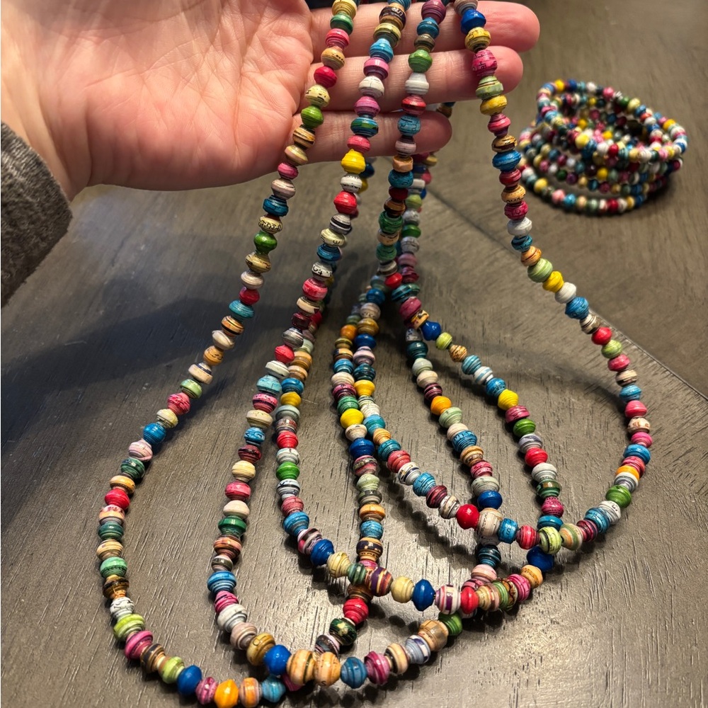 Noonday Collection Multicolor Beaded Necklace, Bracelet, necklace extender